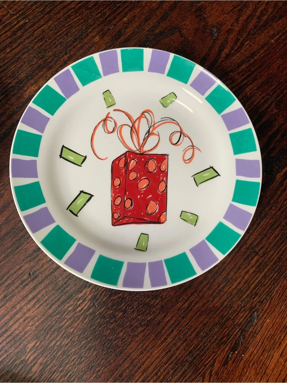Vintage TAG Year 2000 Hand Painted Ceramic Birthday Cupcake 3 Dessert Plate Set